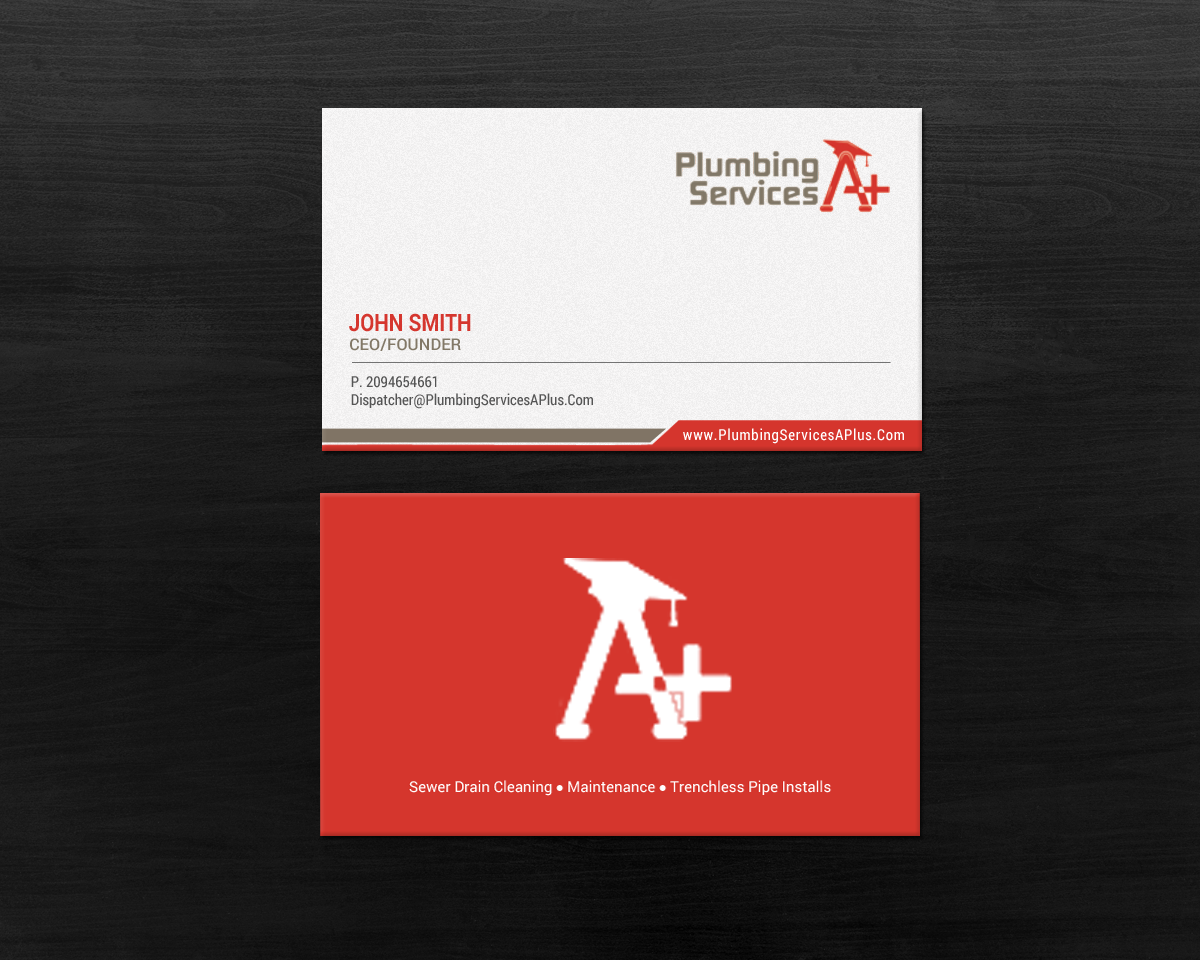Diseño de Tarjeta de Presentación por chandrayaan.creative para plumbing services A+ | Diseño #18729417