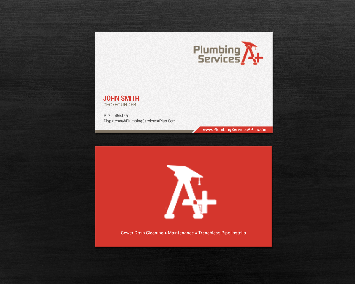 Diseño de Tarjeta de Presentación por chandrayaan.creative para plumbing services A+ | Diseño #18729418