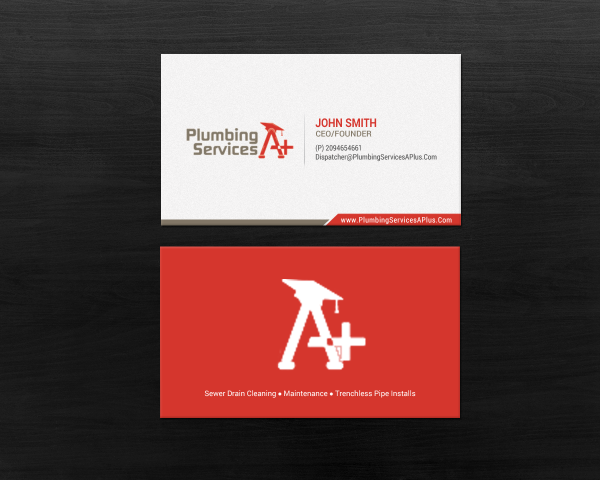 Diseño de Tarjeta de Presentación por chandrayaan.creative para plumbing services A+ | Diseño #18731393