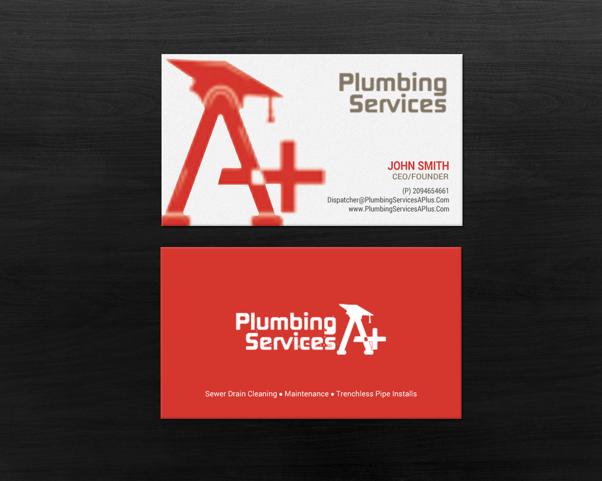 Business Card Design by chandrayaan.creative for plumbing services A+ | Design #18731394