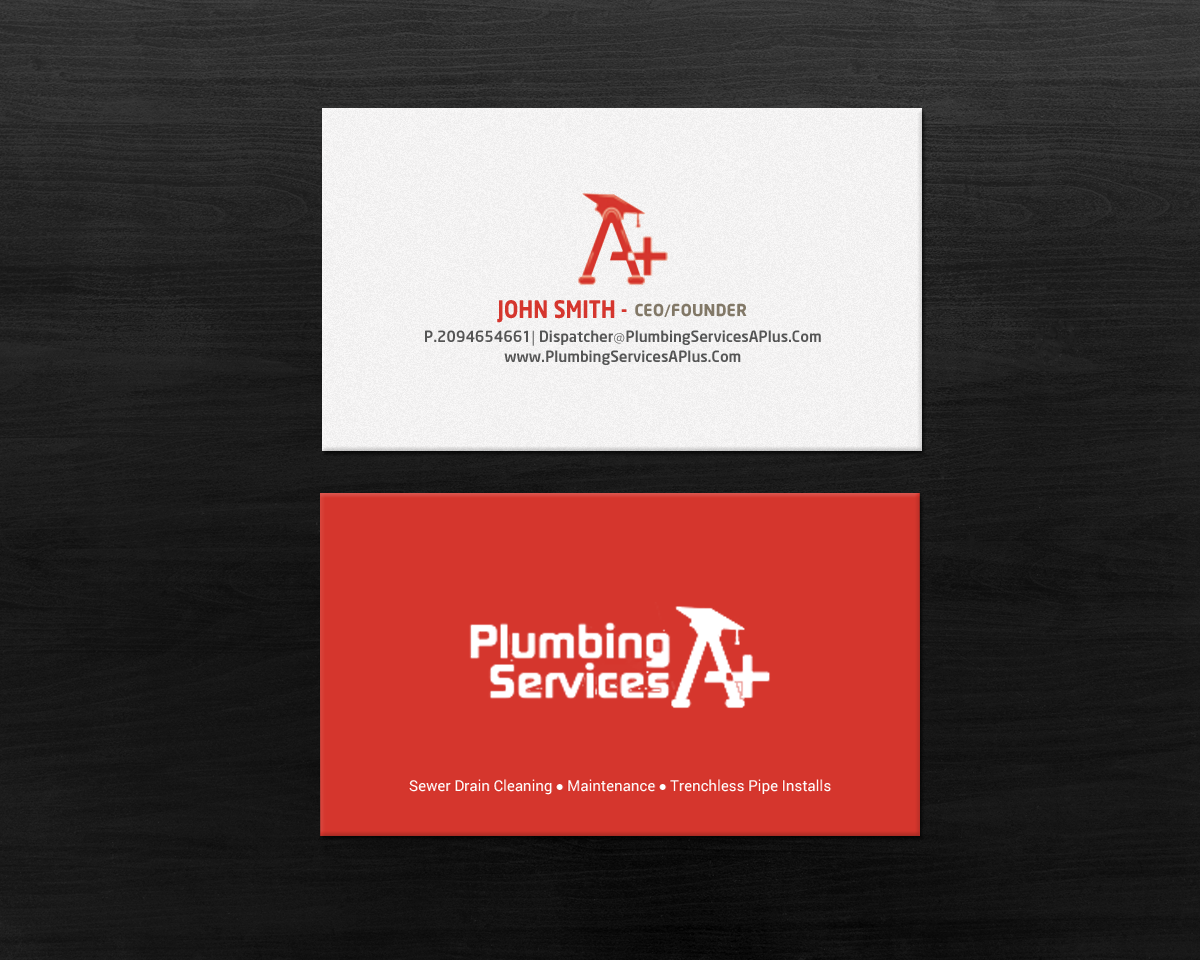 Diseño de Tarjeta de Presentación por chandrayaan.creative para plumbing services A+ | Diseño #18731398