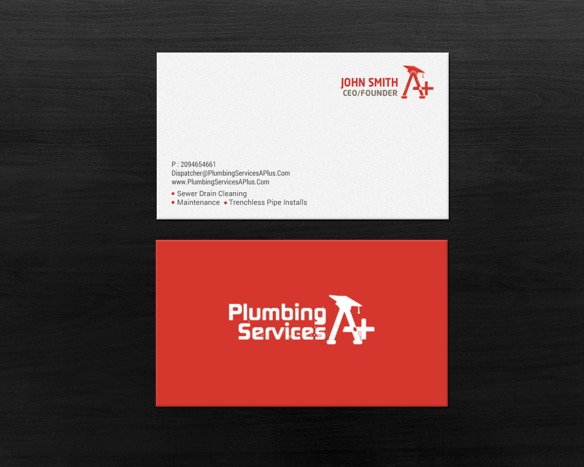 Business Card Design by chandrayaan.creative for plumbing services A+ | Design #18731417