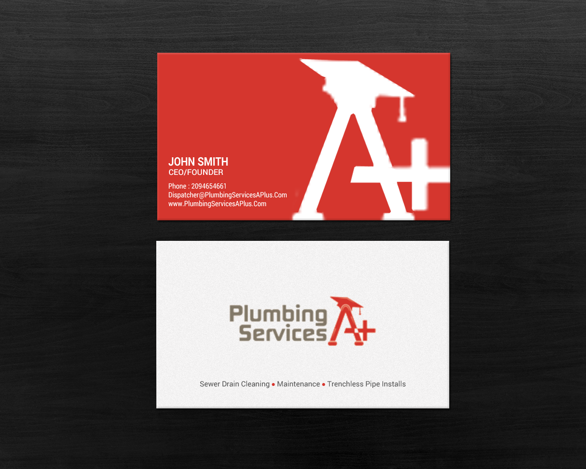 Diseño de Tarjeta de Presentación por chandrayaan.creative para plumbing services A+ | Diseño #18731419