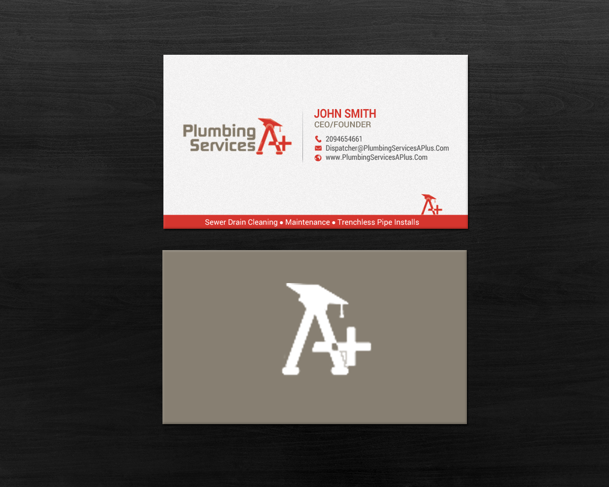 Diseño de Tarjeta de Presentación por chandrayaan.creative para plumbing services A+ | Diseño #18731424