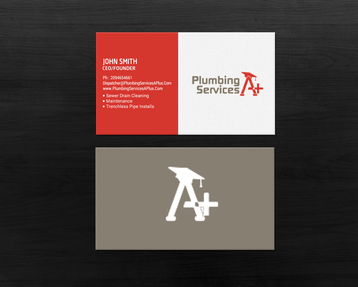Visitenkarten-Design von chandrayaan.creative für plumbing services A+ | Design #18731426