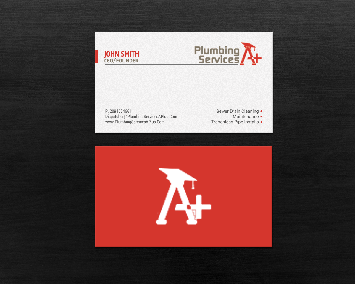 Diseño de Tarjeta de Presentación por chandrayaan.creative para plumbing services A+ | Diseño #18731430