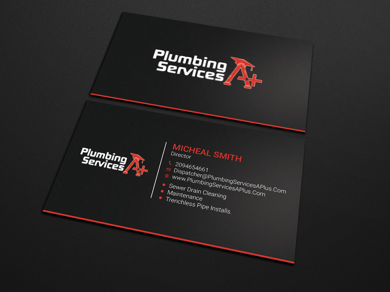 Business Card Design by Tripti Ranjan Gain for plumbing services A+ | Design #18729978
