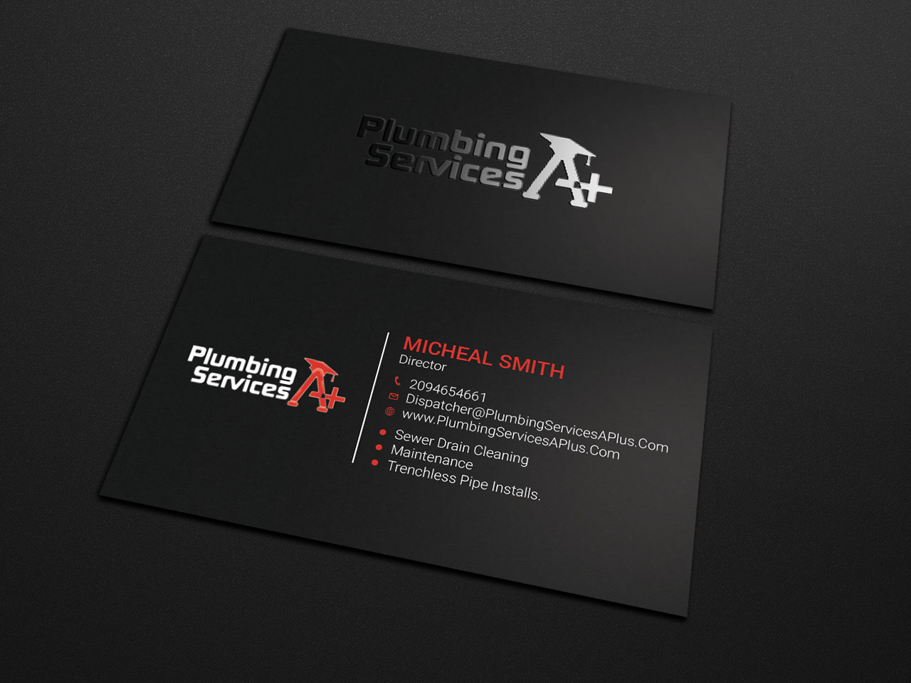 Business Card Design by Tripti Ranjan Gain for plumbing services A+ | Design #18729980
