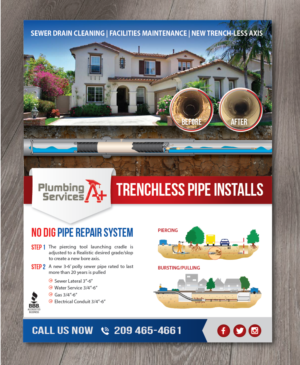 Diseño de Flyer por alex989 para plumbing services A+ | Diseño: #18803740