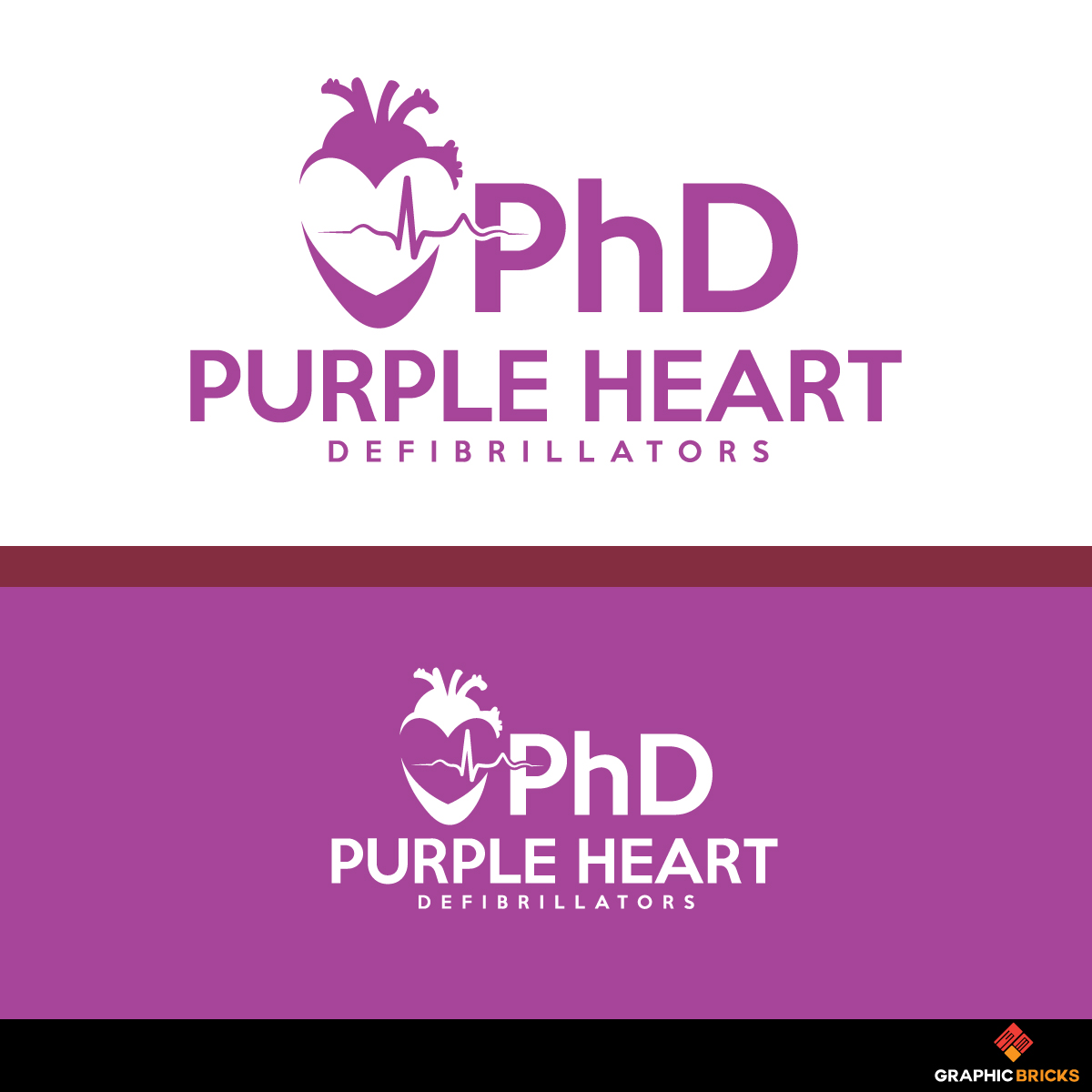 Logo Design by Graphic Bricks for Purple Heart Defibrillators | Design #18886664