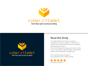 Icon/logo graphic + “cyber citadel” (minus quote marks + lower case + sans serif) | Logo Design by Atvento Graphics