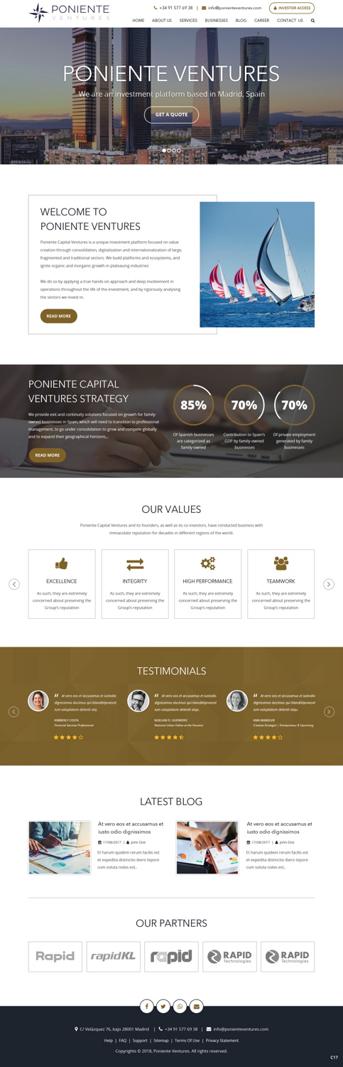 Web Design by pb for Poniente Capital Ventures | Design #18763624