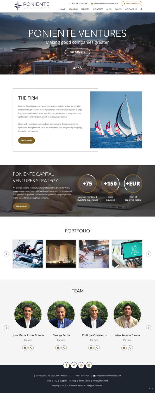 Web Design by pb for Poniente Capital Ventures | Design #19286890