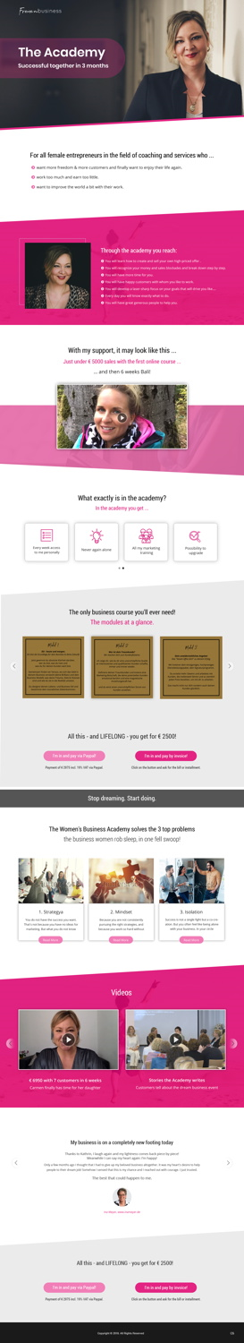 Sales Page for an Online Programm designed for Women Entrepreneurs