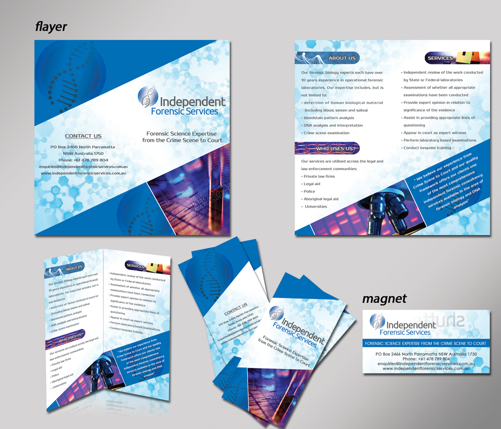Flyer Design by Rozita for Independent Forensic Services | Design #2941361