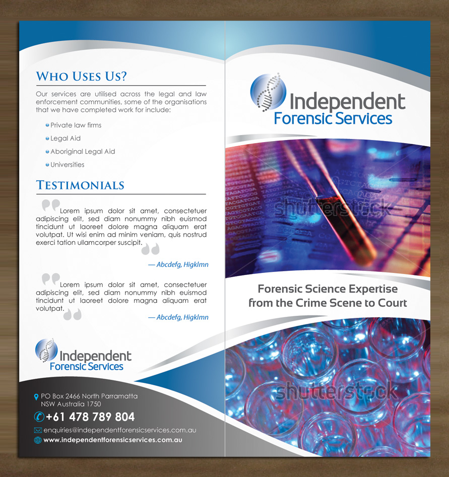 Design de Flyer par Sbss pour Independent Forensic Services | Design #2860535