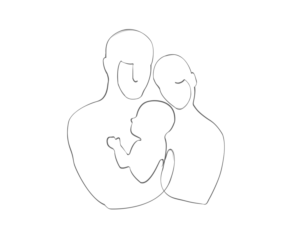 Continuous line sketch of mother and father with baby for a poster | Diseño Gráfico por MNM