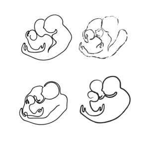 Continuous line sketch of mother and father with baby for a poster | Diseño Gráfico por Treelly