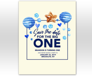BRANDON'S FIRST BIRTHDAY  save the date flyer | Invitation Design by Luniere Designs