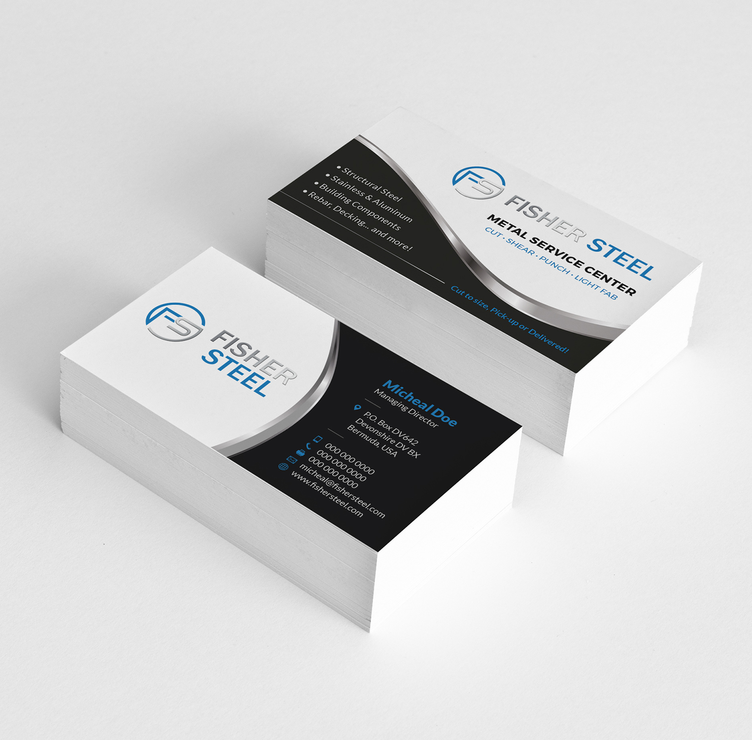 Business Card Design by Tilt for Fisher Steel | Design #18851963