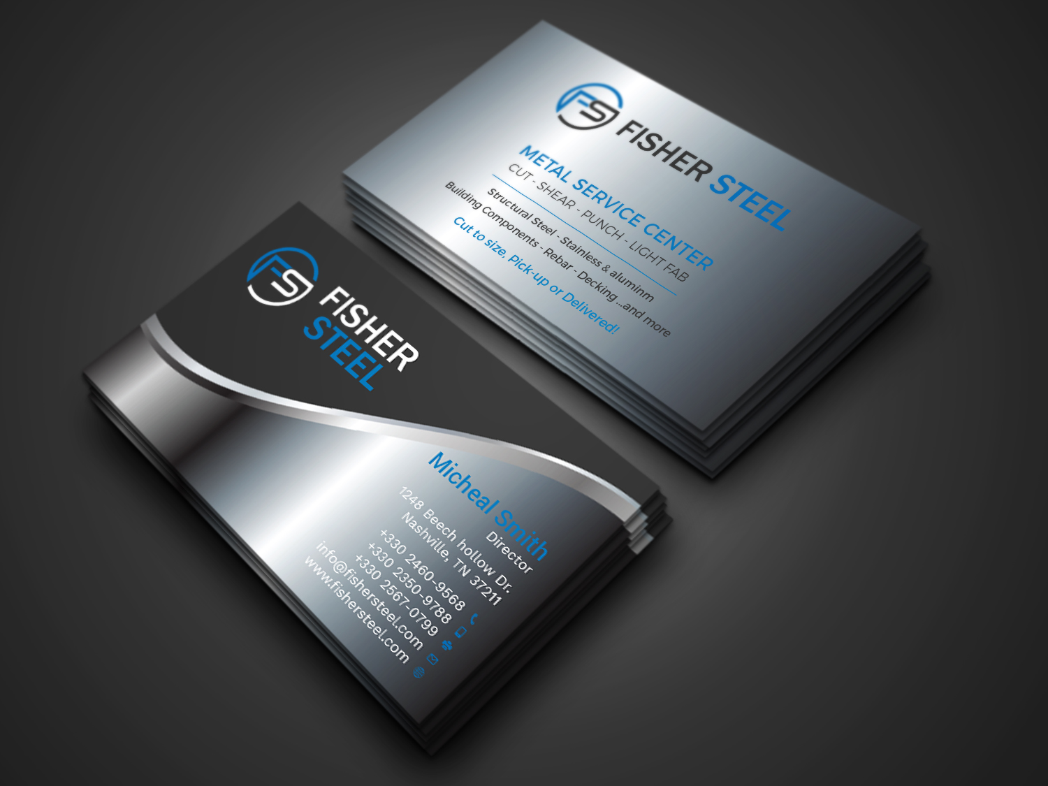 Business Card Design by Tripti Ranjan Gain for Fisher Steel | Design #18832106