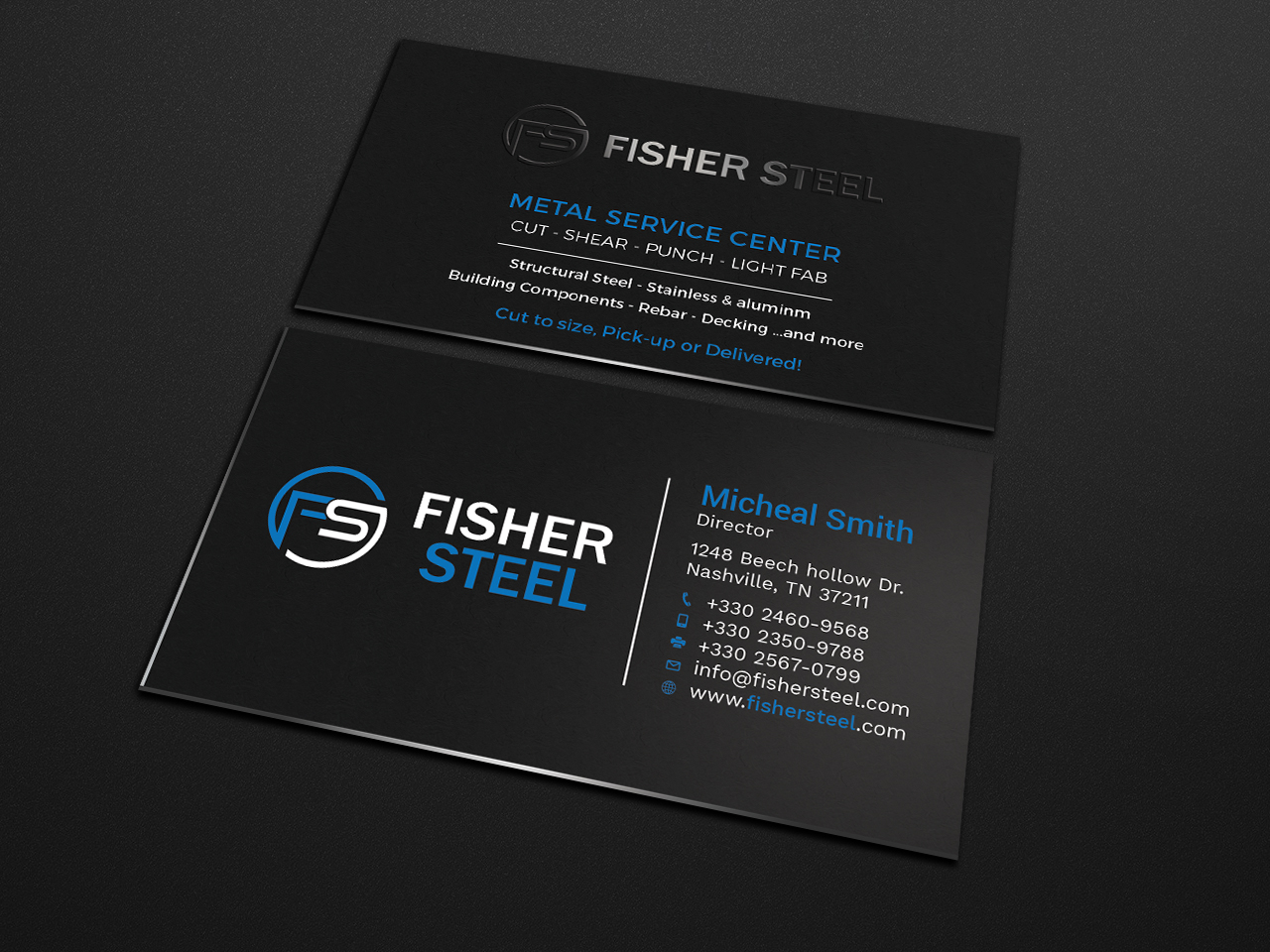 Business Card Design by Tripti Ranjan Gain for Fisher Steel | Design #18832128