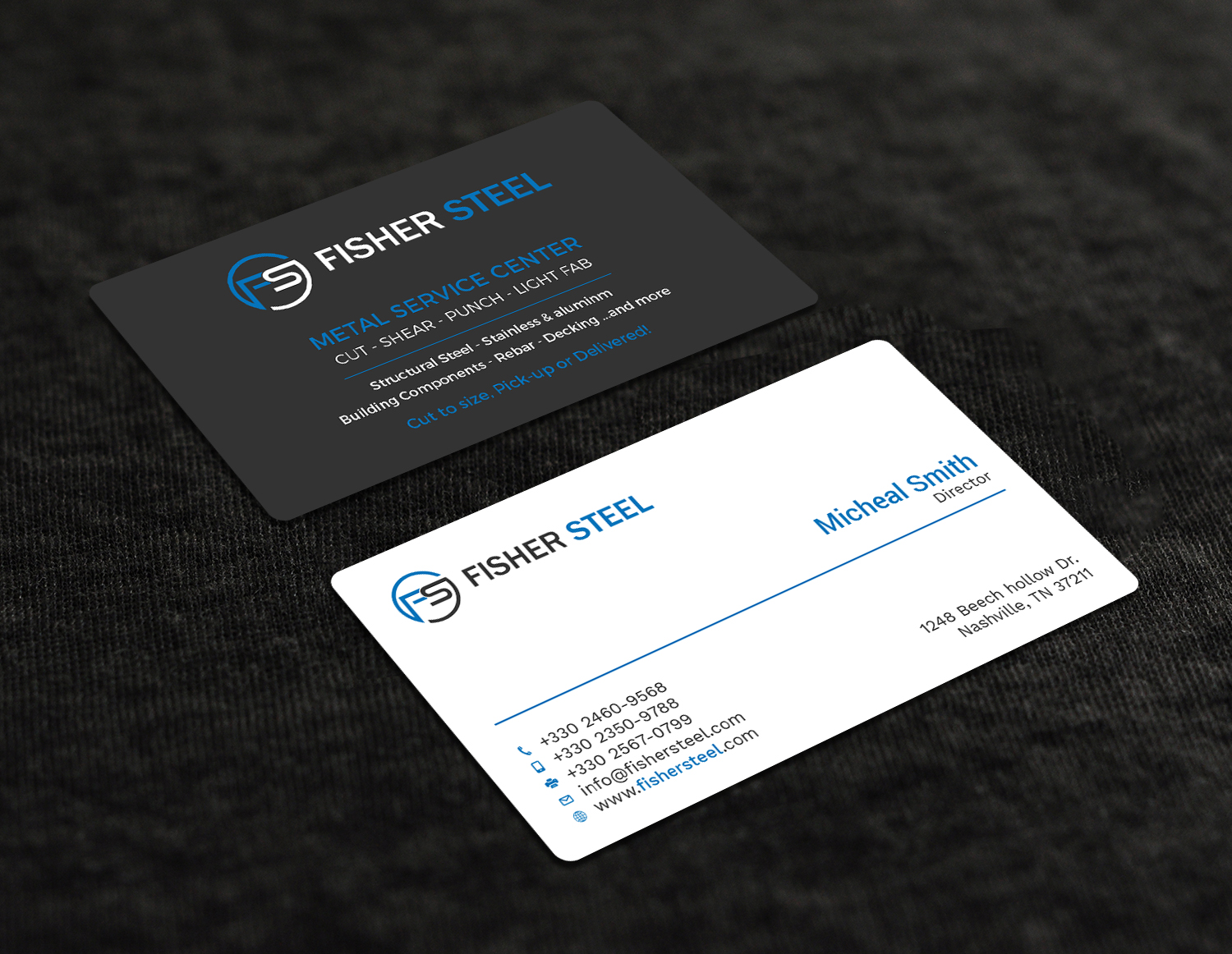 Business Card Design by Tripti Ranjan Gain for Fisher Steel | Design #18832142