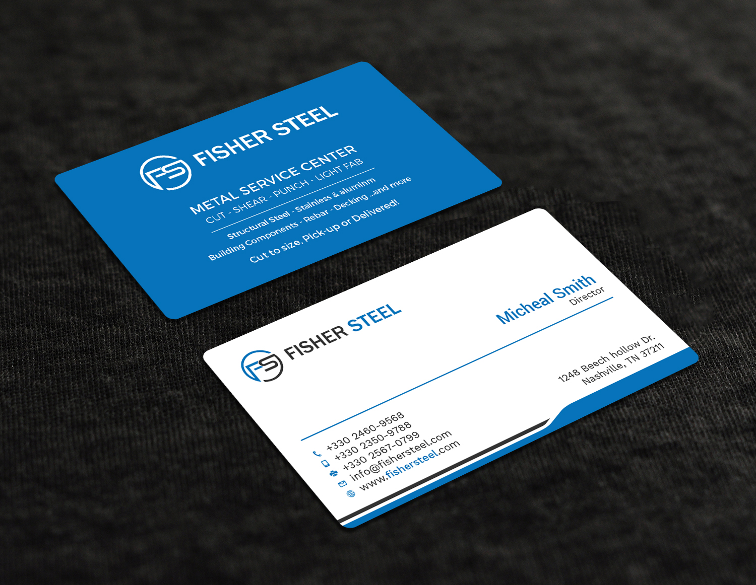 Business Card Design by Tripti Ranjan Gain for Fisher Steel | Design #18832143