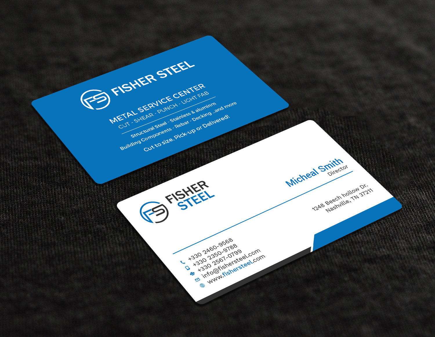 Business Card Design by Tripti Ranjan Gain for Fisher Steel | Design #18832148