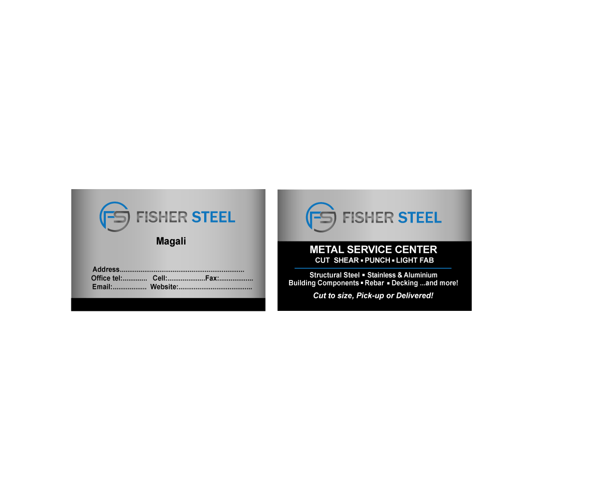 Business Card Design by Harunmigwi82 for Fisher Steel | Design #18866382