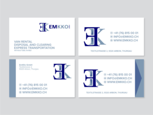 Emkko new design for business cardswe want to change our existing design. Logo must remain the same  | Business Card Design by Atvento Graphics