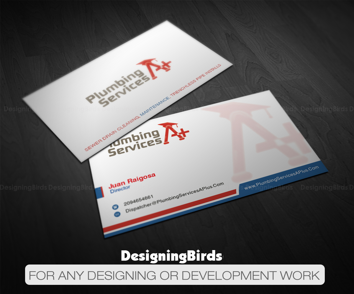 Business Card Design by Designing Birds for plumbing services A+ | Design #18839208