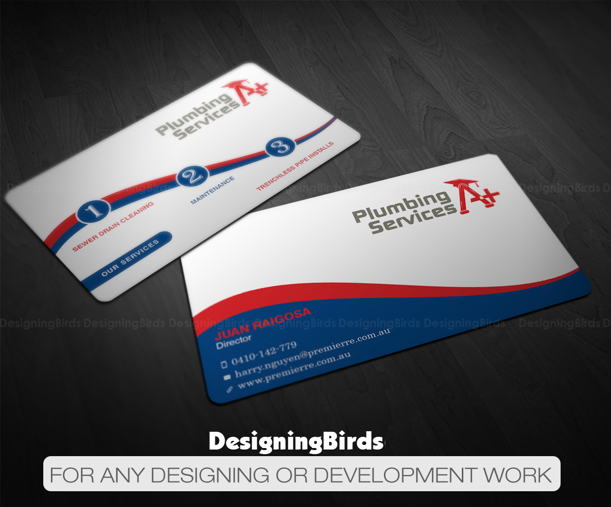 Business Card Design by Designing Birds for plumbing services A+ | Design: #18843106