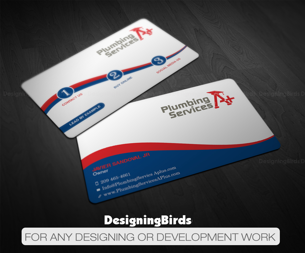 Business Card Design by Designing Birds for plumbing services A+ | Design #18850432