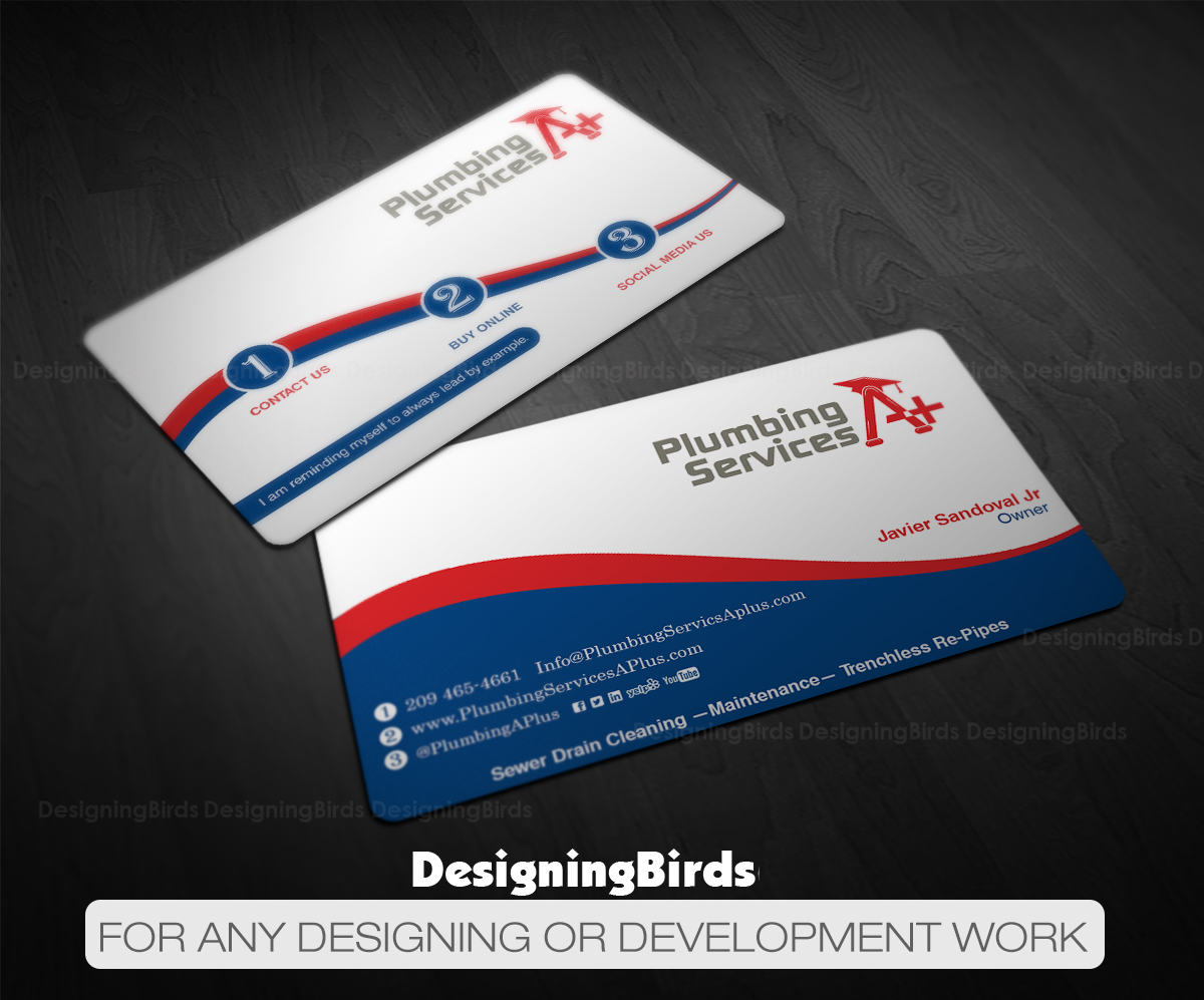 Business Card Design by Designing Birds for plumbing services A+ | Design #18904797