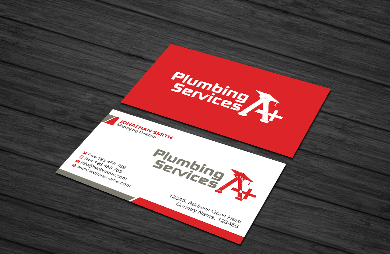 Business Card Design by Creations Box 2015 for plumbing services A+ | Design #18845437