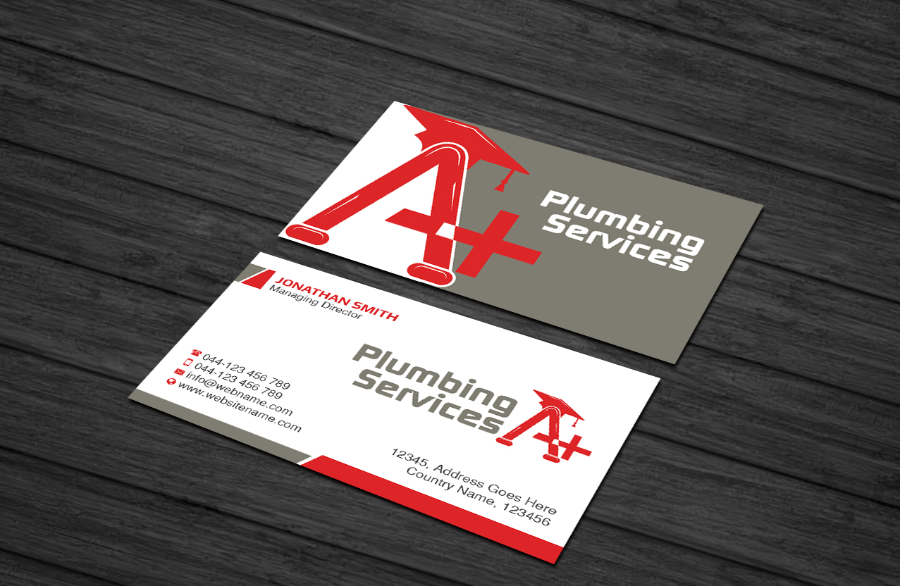 Business Card Design by Creations Box 2015 for plumbing services A+ | Design #18845440
