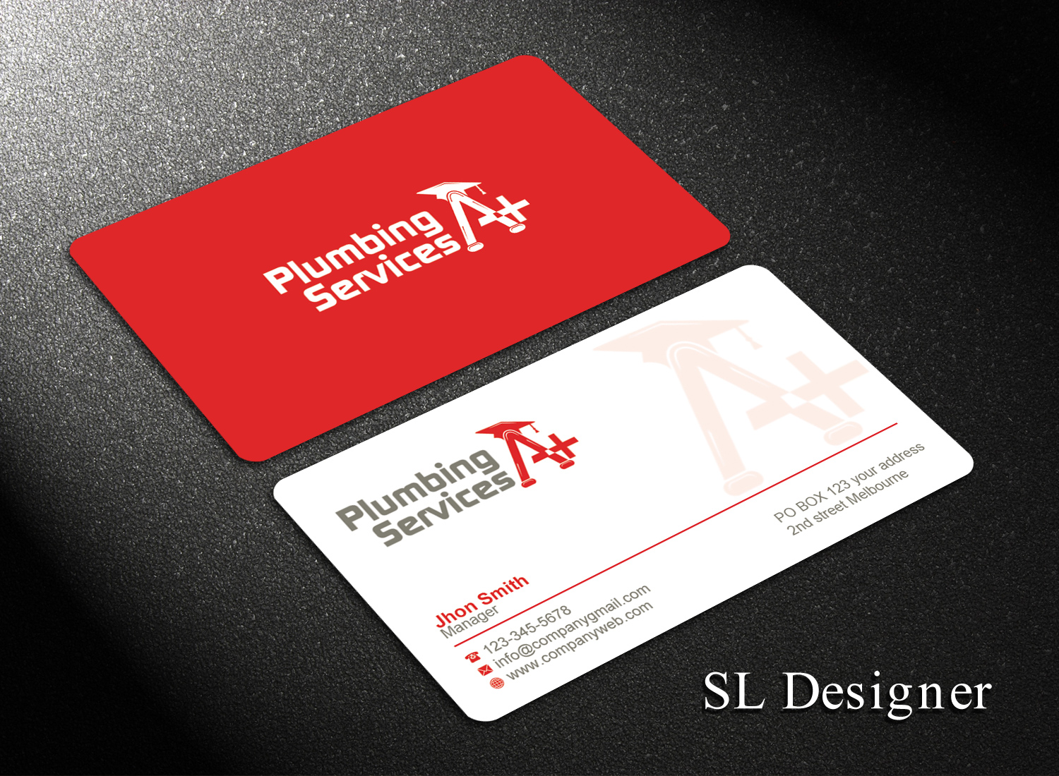Business Card Design by SL Designer for plumbing services A+ | Design #18840648