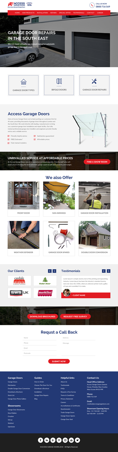 Wordpress Design by rightway for Access Garage Doors Ltd | Design #18856247