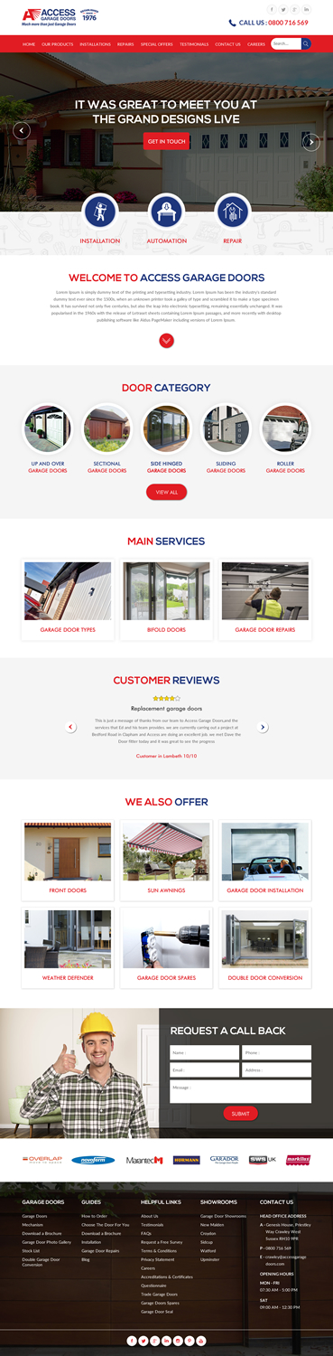 Wordpress Design by rightway for Access Garage Doors Ltd | Design #18856248