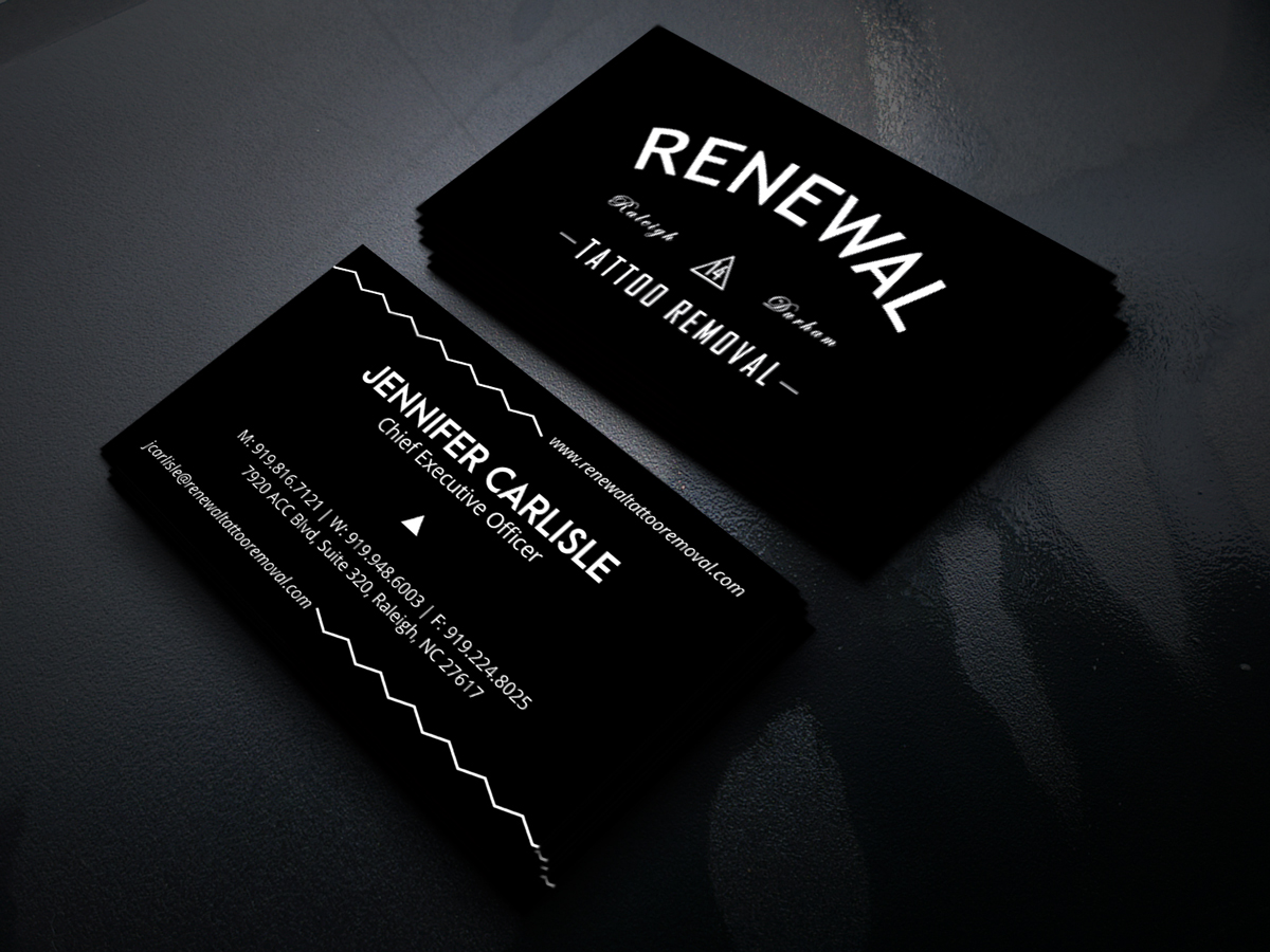 Business Card Design by JK18 for Renewal Tattoo Removal | Design #18894169
