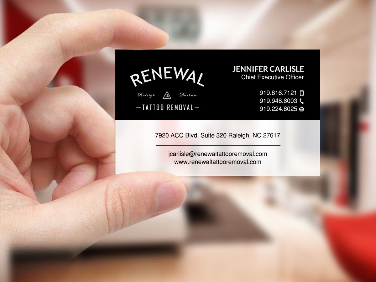 Diseño de Tarjeta de Presentación por Creations Box 2015 para Renewal Tattoo Removal | Diseño #18878586