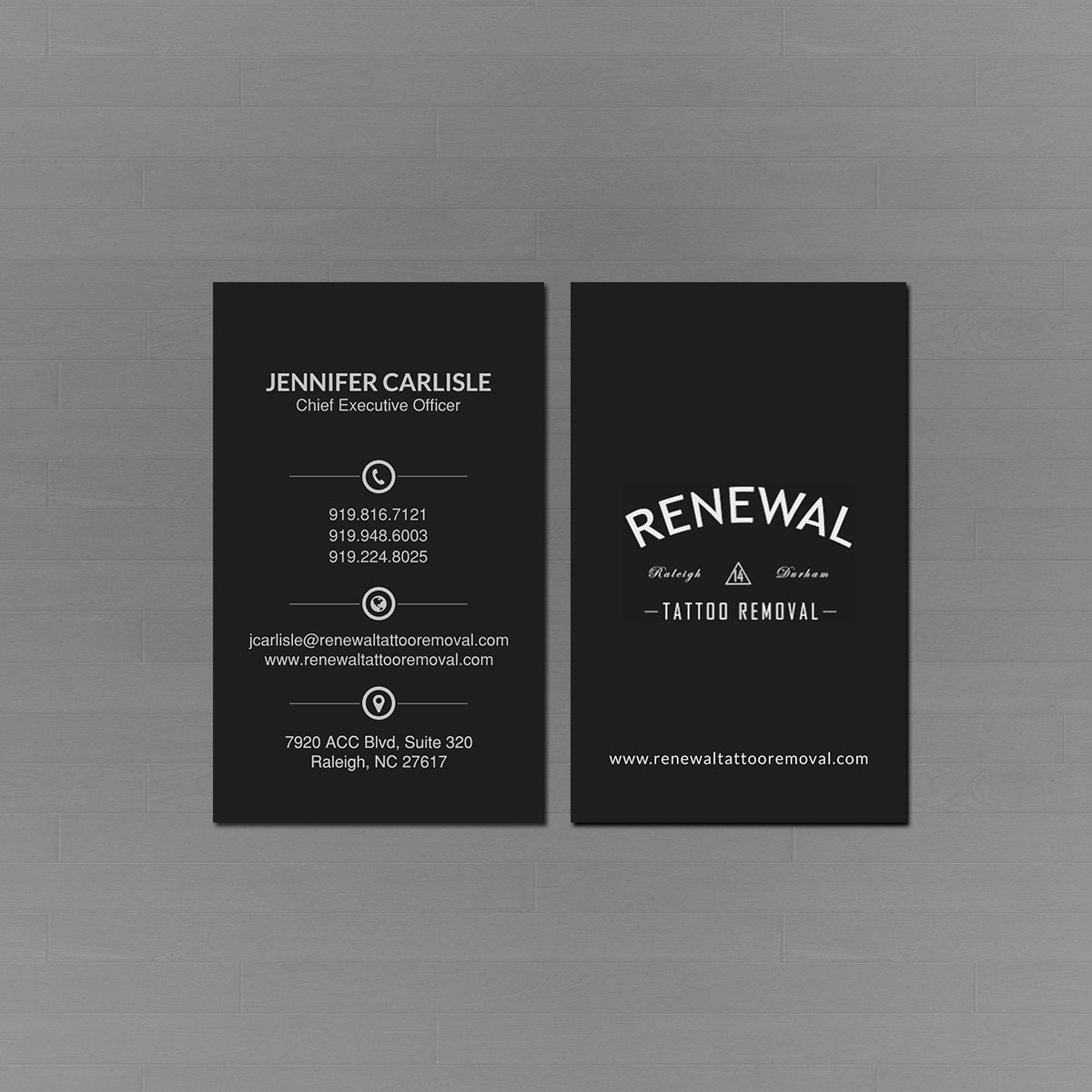 Business Card Design by Creations Box 2015 for Renewal Tattoo Removal | Design #18878589