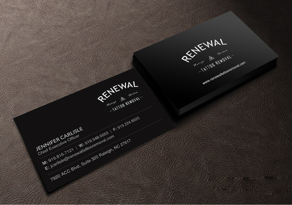 Business Card Design by Creations Box 2015 for Renewal Tattoo Removal | Design #18878592