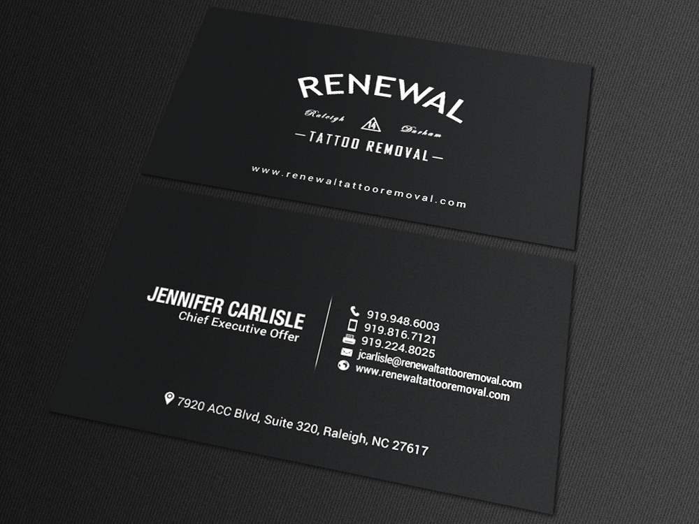 Business Card Design by chandrayaan.creative for Renewal Tattoo Removal | Design #18881823