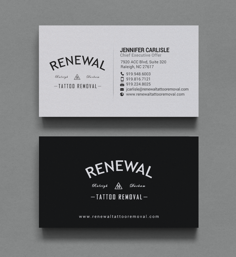 Diseño de Tarjeta de Presentación por chandrayaan.creative para Renewal Tattoo Removal | Diseño #18881845