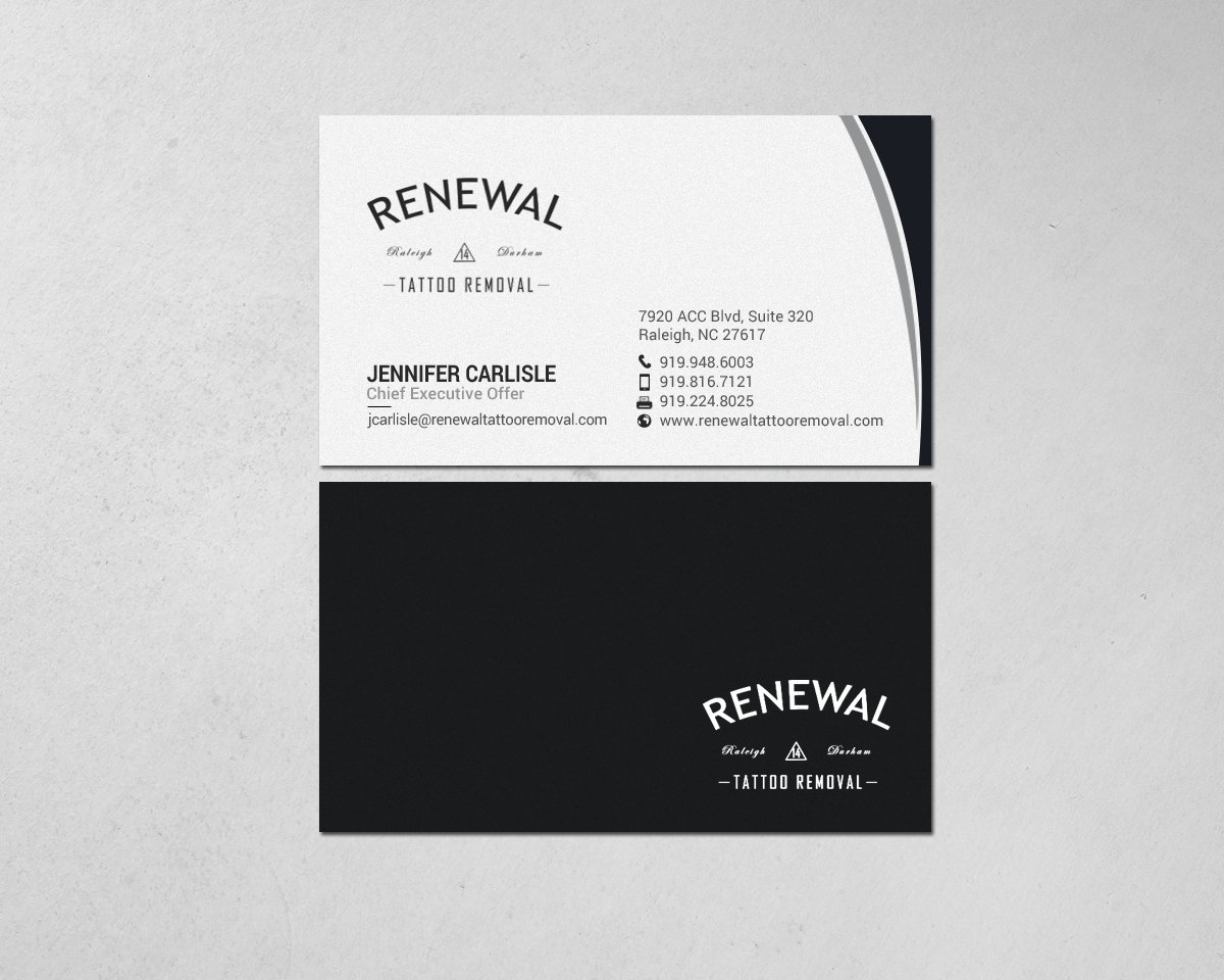 Diseño de Tarjeta de Presentación por chandrayaan.creative para Renewal Tattoo Removal | Diseño #18881846