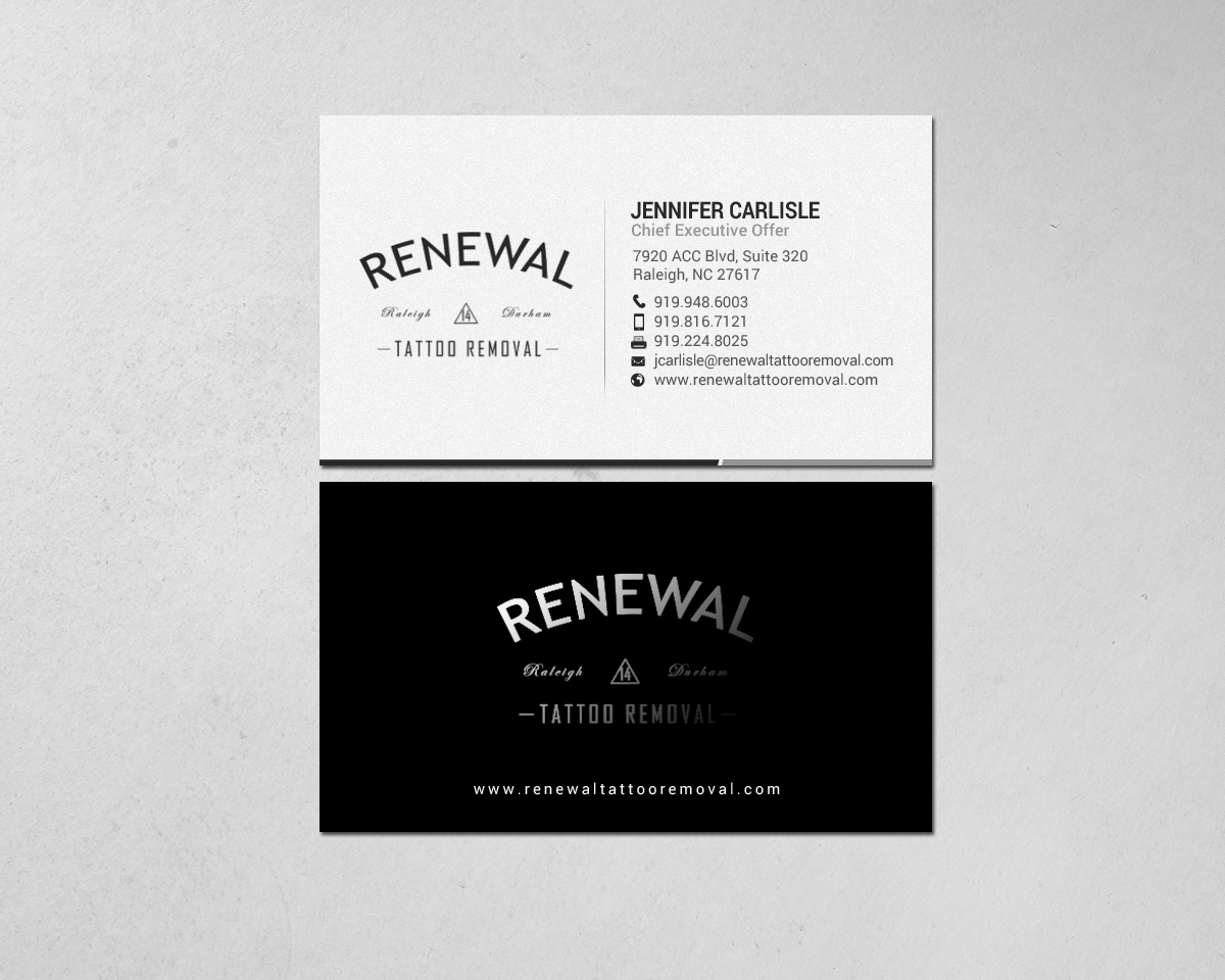 Diseño de Tarjeta de Presentación por chandrayaan.creative para Renewal Tattoo Removal | Diseño #18881847