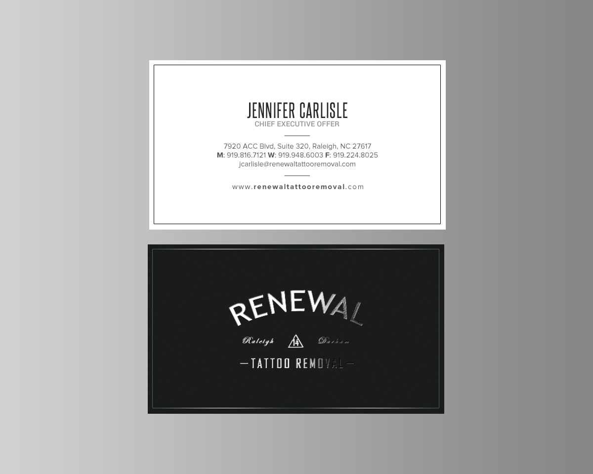 Diseño de Tarjeta de Presentación por chandrayaan.creative para Renewal Tattoo Removal | Diseño #18881852