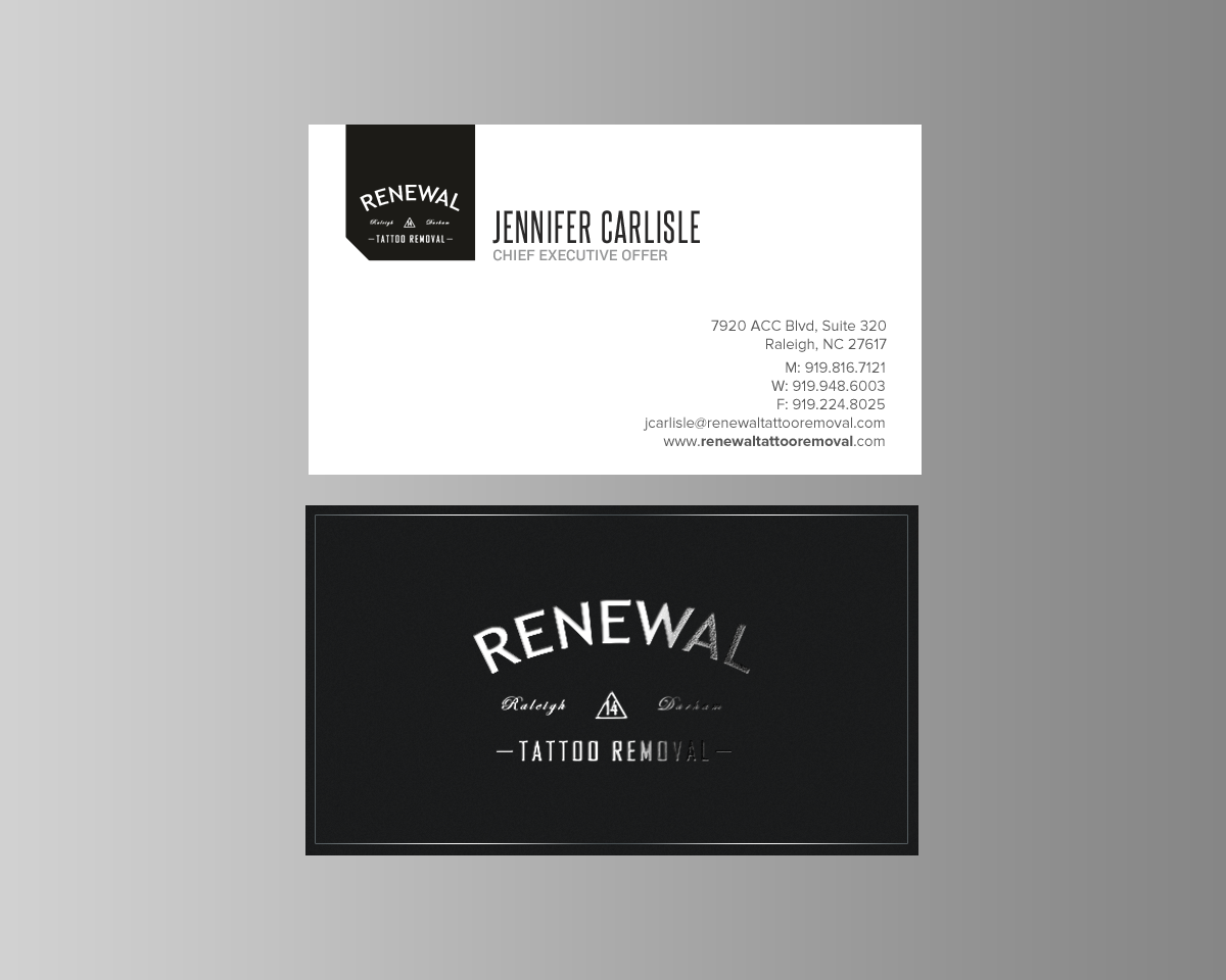 Diseño de Tarjeta de Presentación por chandrayaan.creative para Renewal Tattoo Removal | Diseño #18881853